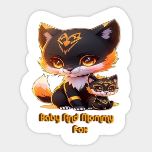 Baby And Mommy Fox Sticker